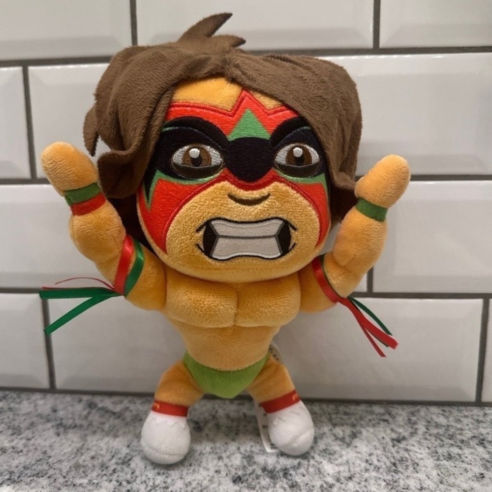 WWE 9in Ultimate Warrior Plush Orange Green Wrestling Legend Toy Stuffy